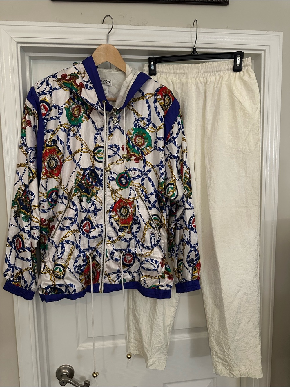 Vintage Lavon Colorful Nautical Pattern Windbreaker Suit